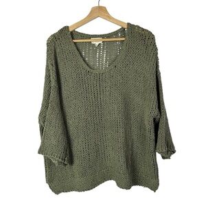 Boutique Heart Love Green Open Knit Relaxed Fit Sweater S/M